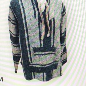 Light Blue/Gray Mexican Baja Woven Hoodie